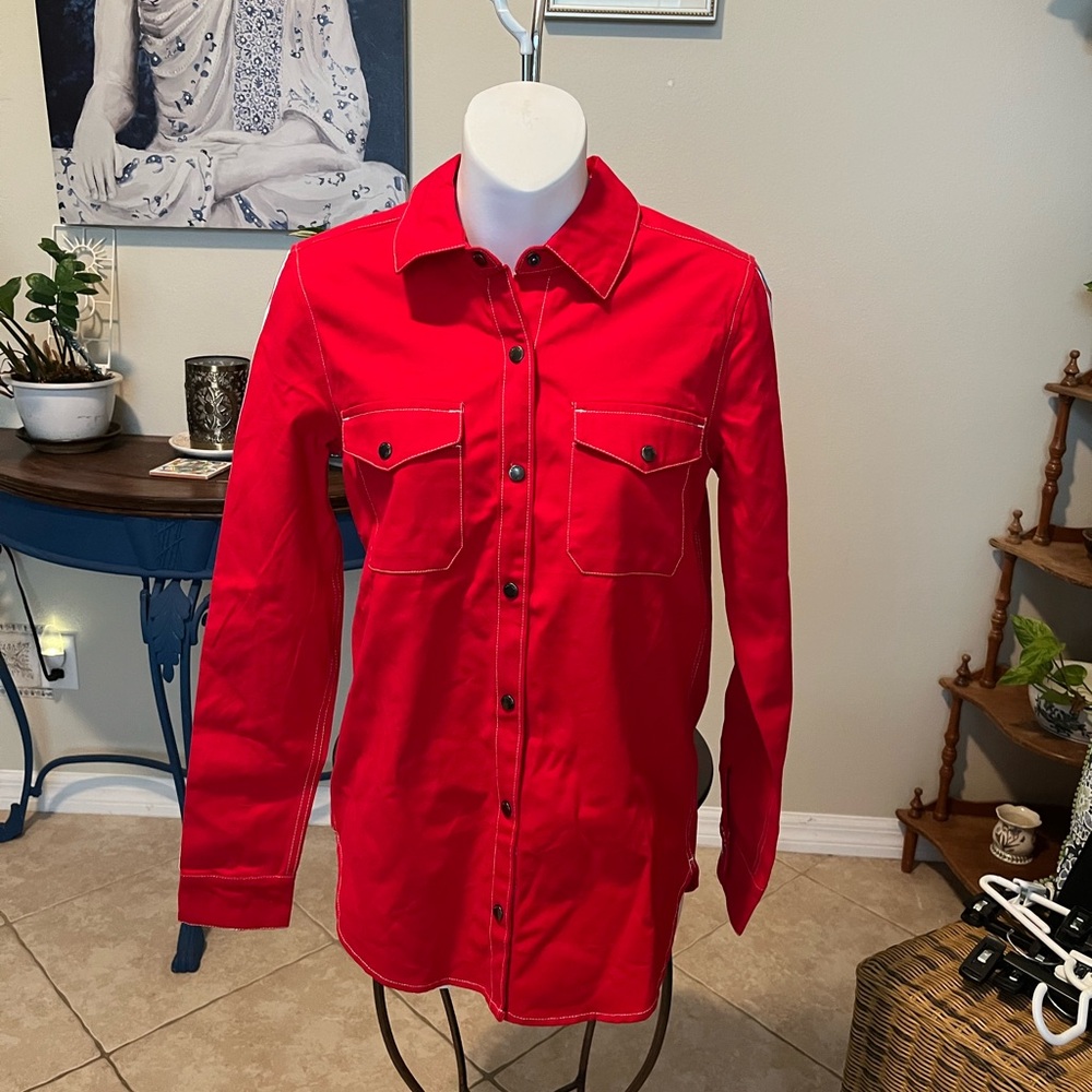 NWT Zumiez Empyre Bane Red Workshirt w Stripe Long Sleeve XS